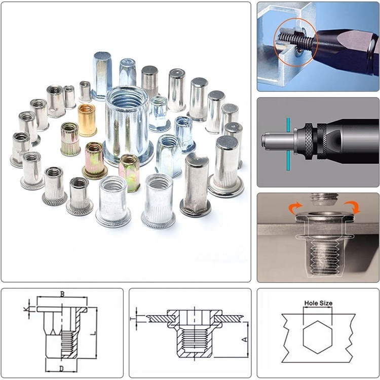 CSK Flat Reduced  Head hex Stainless Steel blind Rivet Nuts with Open and Close End