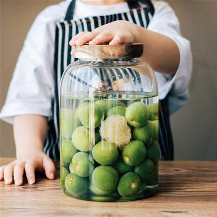 Pantry Organisation Clear Acacia Glass Cookie Canisters household big storage containers Wide Mouth Glass Jar With Wooden lid