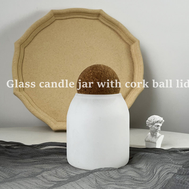 New Matt black matte white 16oz 500ml cork ball lid glass jar for candle making  Empty candle vessels jar glass