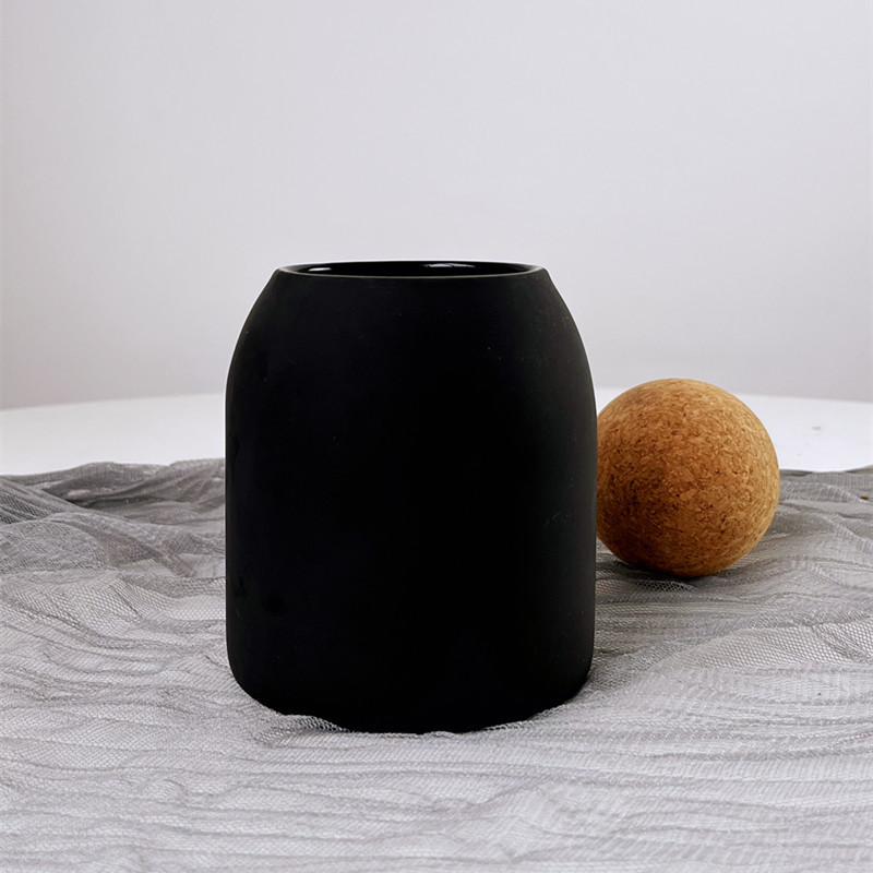 New Matt black matte white 16oz 500ml cork ball lid glass jar for candle making  Empty candle vessels jar glass