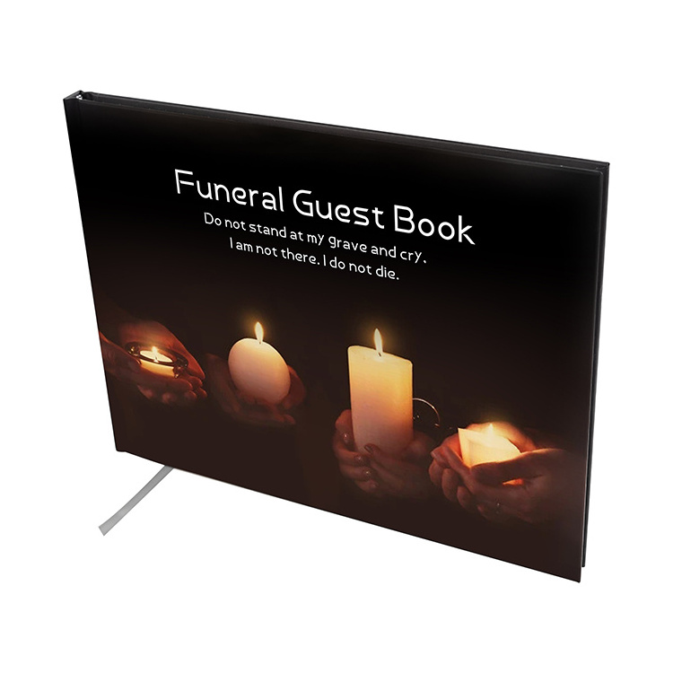 Custom Hardcover Memory Signed Book Memorial Funeral Guest Book With Box