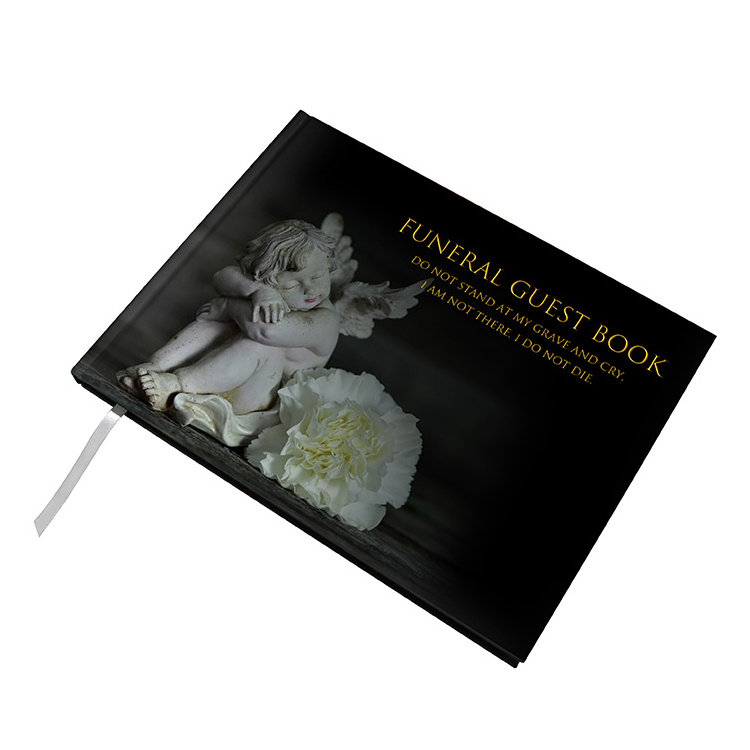 Custom Hardcover Memory Signed Book Memorial Funeral Guest Book With Box