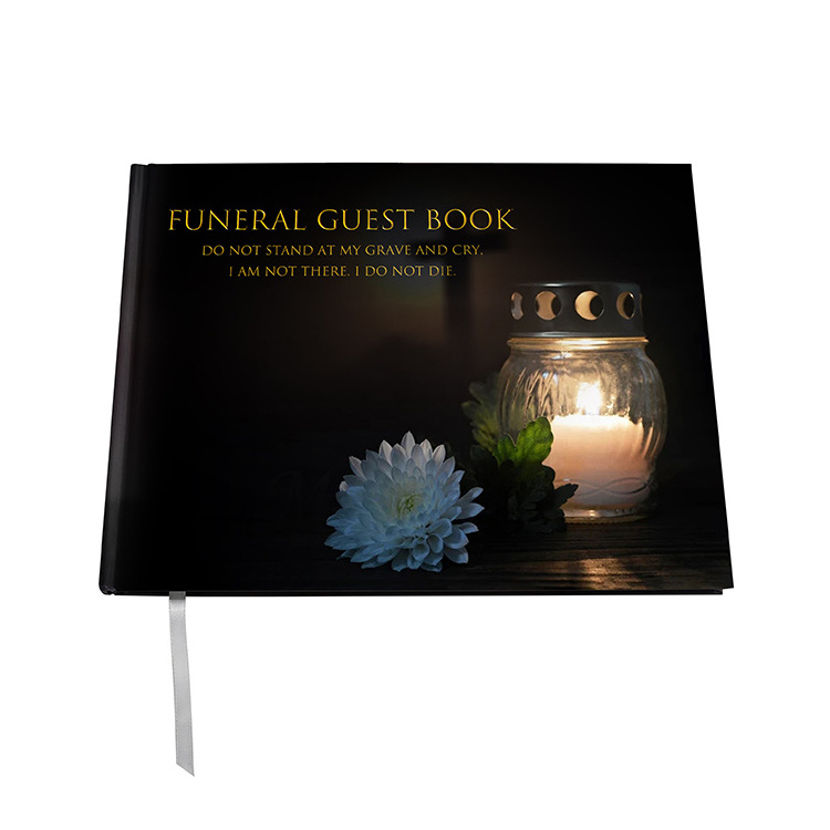 Custom Hardcover Memory Signed Book Memorial Funeral Guest Book With Box