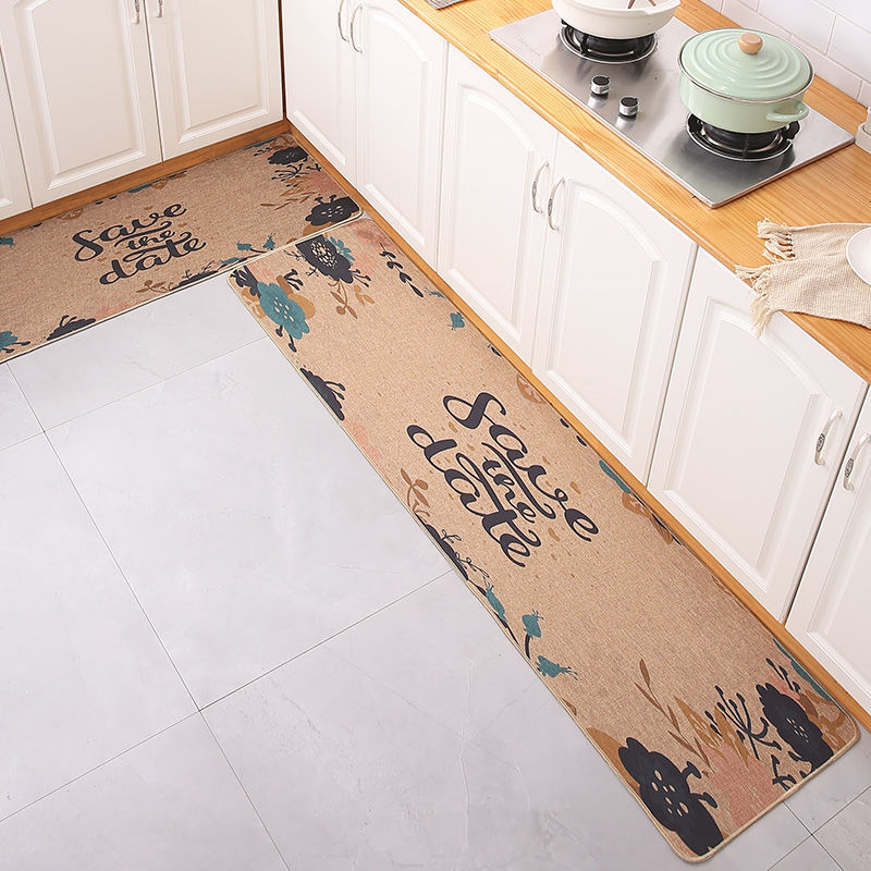 Customized 3D Jute Printed Water Absorbent Mat For Kitchen With Rubber Backing Stain Resistant  Area Rugs And Easy To Clean