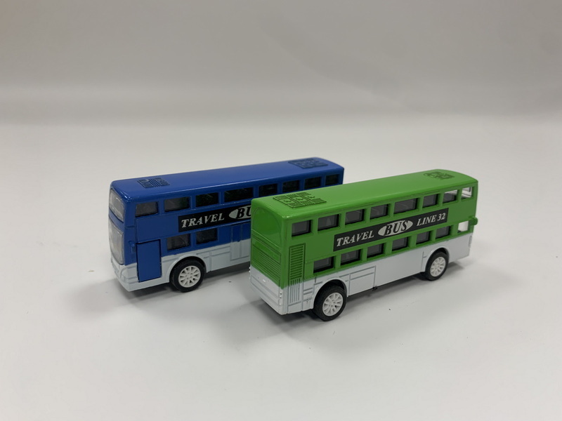 Mini Cute Cartoon Double-Deck Bus Metal Alloy Diecast Toy Vehicles Model Car Toys Pull Back Car Kids Toy