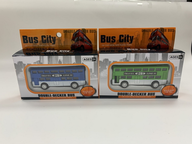 Mini Cute Cartoon Double-Deck Bus Metal Alloy Diecast Toy Vehicles Model Car Toys Pull Back Car Kids Toy