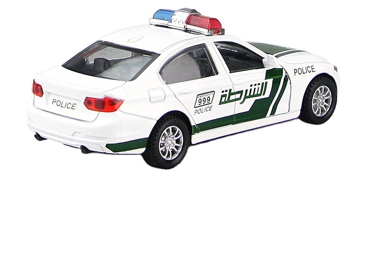 Hot Selling Children Education 1/32 Diecast Car Pullback Alloy Dubai Police Car Toy Model Ic And Light