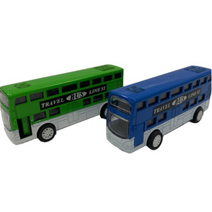 Mini Cute Cartoon Double-Deck Bus Metal Alloy Diecast Toy Vehicles Model Car Toys Pull Back Car Kids Toy