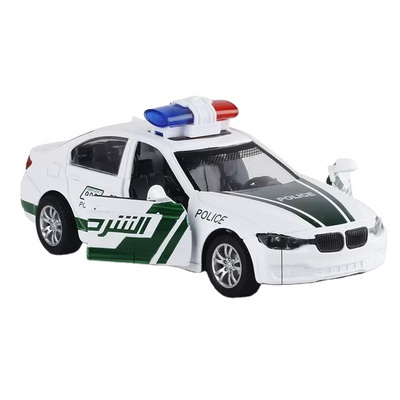 Hot Selling Children Education 1/32 Diecast Car Pullback Alloy Dubai Police Car Toy Model Ic And Light