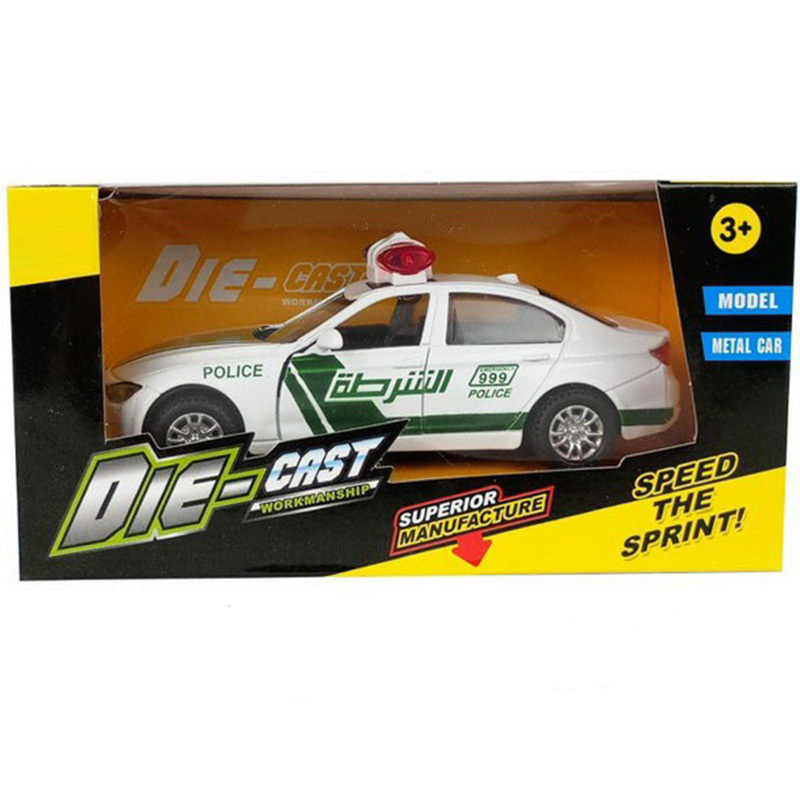 Hot Selling Children Education 1/32 Diecast Car Pullback Alloy Dubai Police Car Toy Model Ic And Light