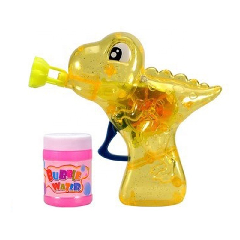 Inertial transparent light battery operated soap dinosaur bubble gun led for kids