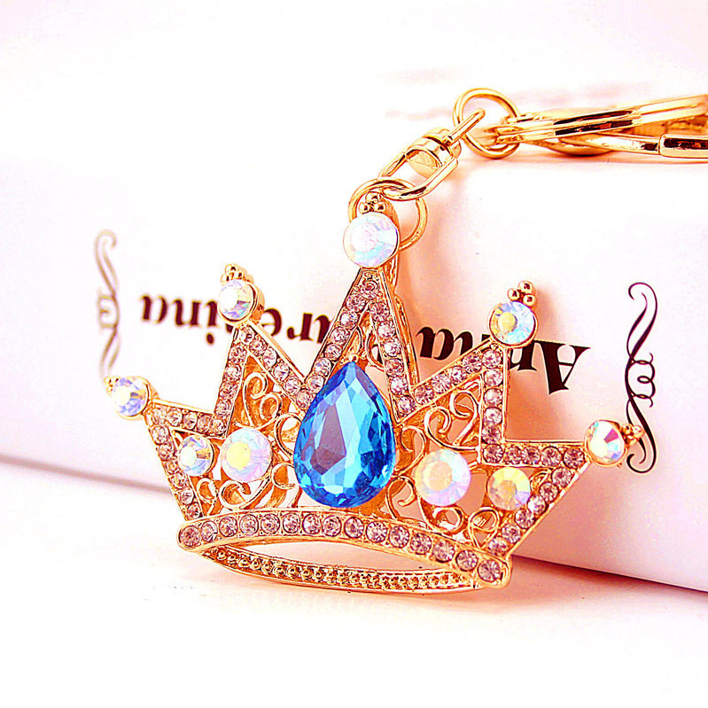 Jewelry Big Crystal Crown Keychain Rhinestone Keyring Creative Gift Key Chain Wholesale