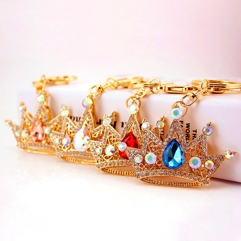 Jewelry Big Crystal Crown Keychain Rhinestone Keyring Creative Gift Key Chain Wholesale