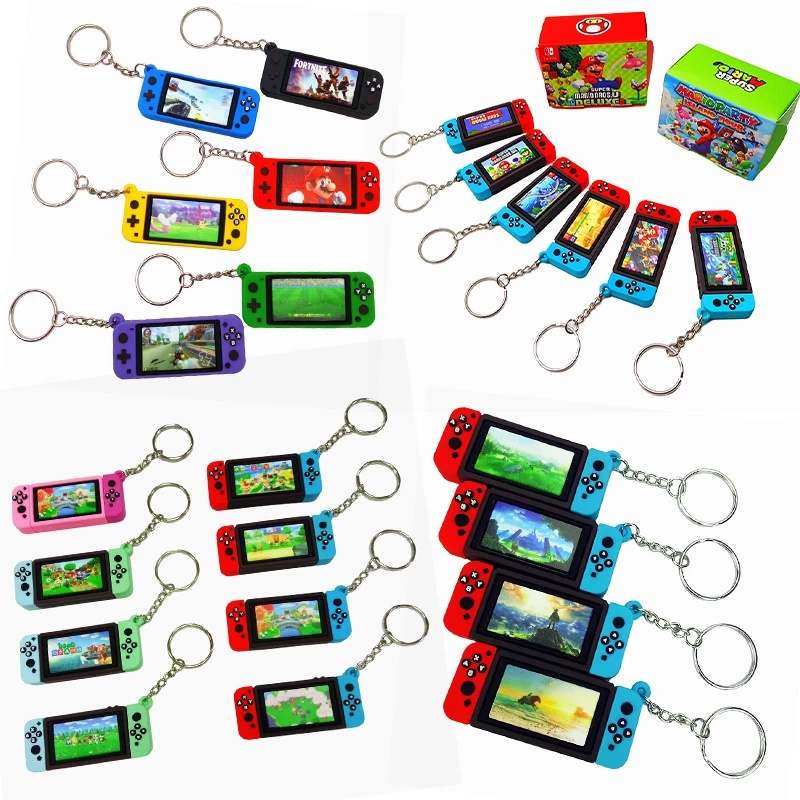 Switch Game Machine Super Bros Keychains Nintendo Switch Keyring Charm Bag Pendant Soft Rubber PVC Key Chains