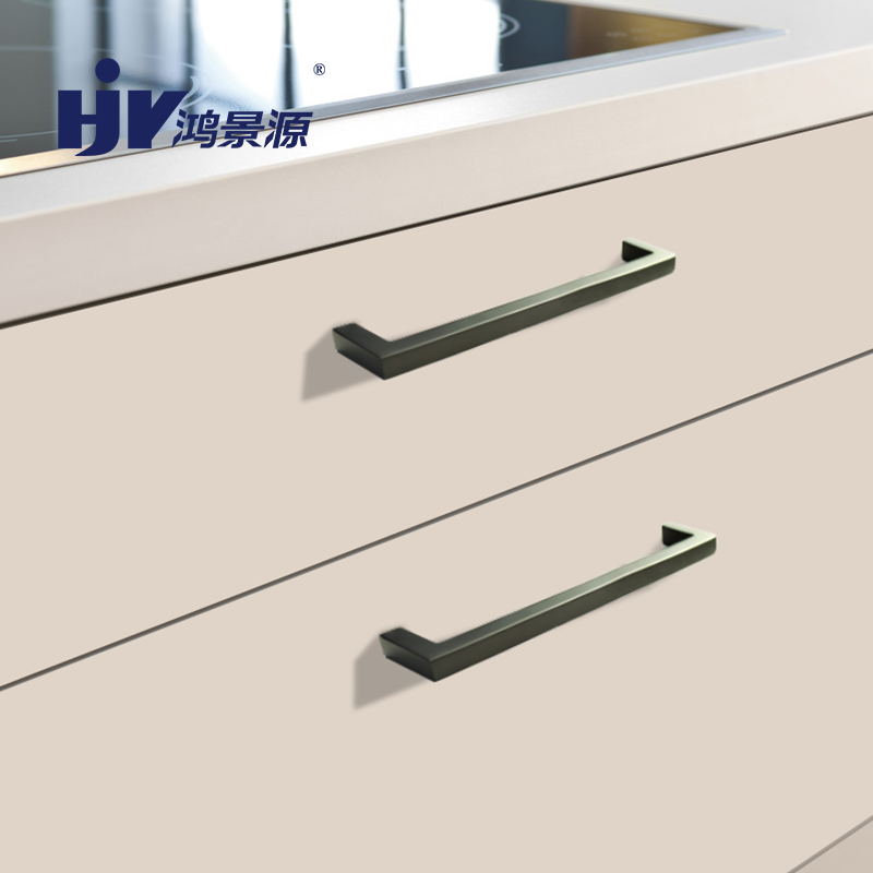 Chinese Zinc Alloy Recessed Big Square Matte Black Cabinet Pulls Black Drawer Handles With Label