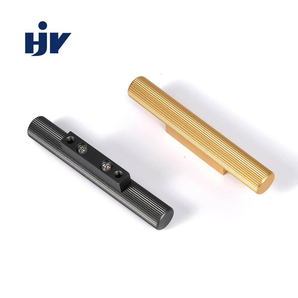 Wholesale Price Aluminium Cabinet T Handle Grey Gold Knurled High Quality Hardware Handle For Kitchen Cabinet