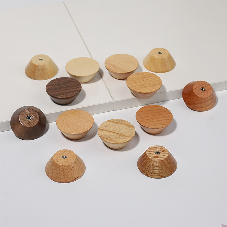 New Design Wood Drawer Knobs Hemisphere Furniture Knobs for Bedroom Minimalist Cabinet Knobs