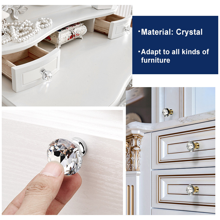 Handles Cabinets With Drawers Cabinet Handle For Kitchen Brass Round Crystal Door Knob -cabinet