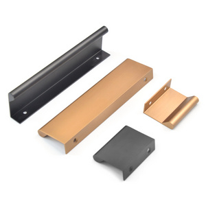 Modern Furniture Hardware Hidden Black Golden Brushed Cupboard Wardrobe Drawer Cabinet Kitchen Door Pull Handles