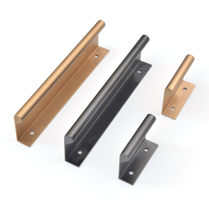 Modern Furniture Hardware Hidden Black Golden Brushed Cupboard Wardrobe Drawer Cabinet Kitchen Door Pull Handles