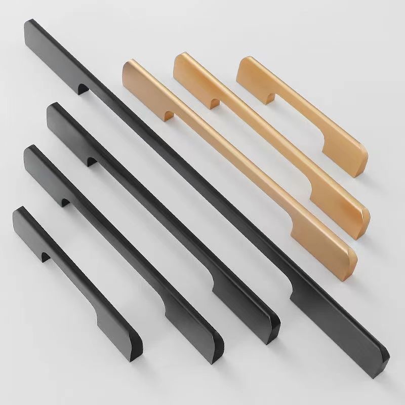 Aluminium Alloy Pulls Furniture Hardware Pull Cabinet Cupboard Dresser Wardrobe Drawer Door Gold Black Modern Kitchen Handles