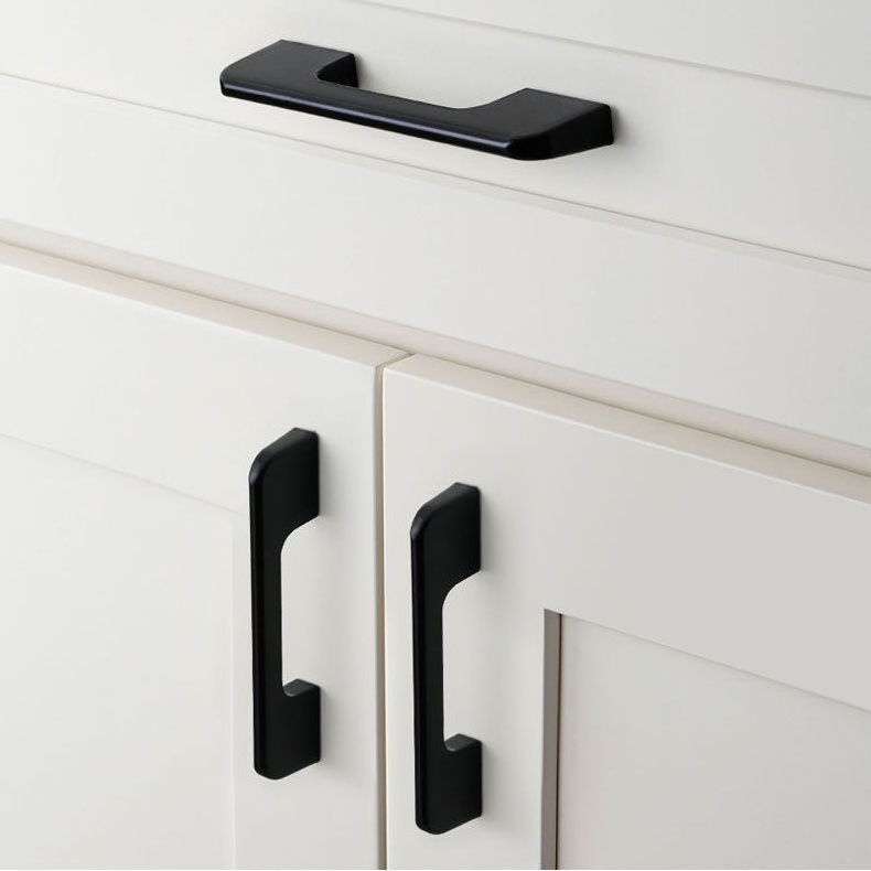 Aluminium Alloy Pulls Furniture Hardware Pull Cabinet Cupboard Dresser Wardrobe Drawer Door Gold Black Modern Kitchen Handles