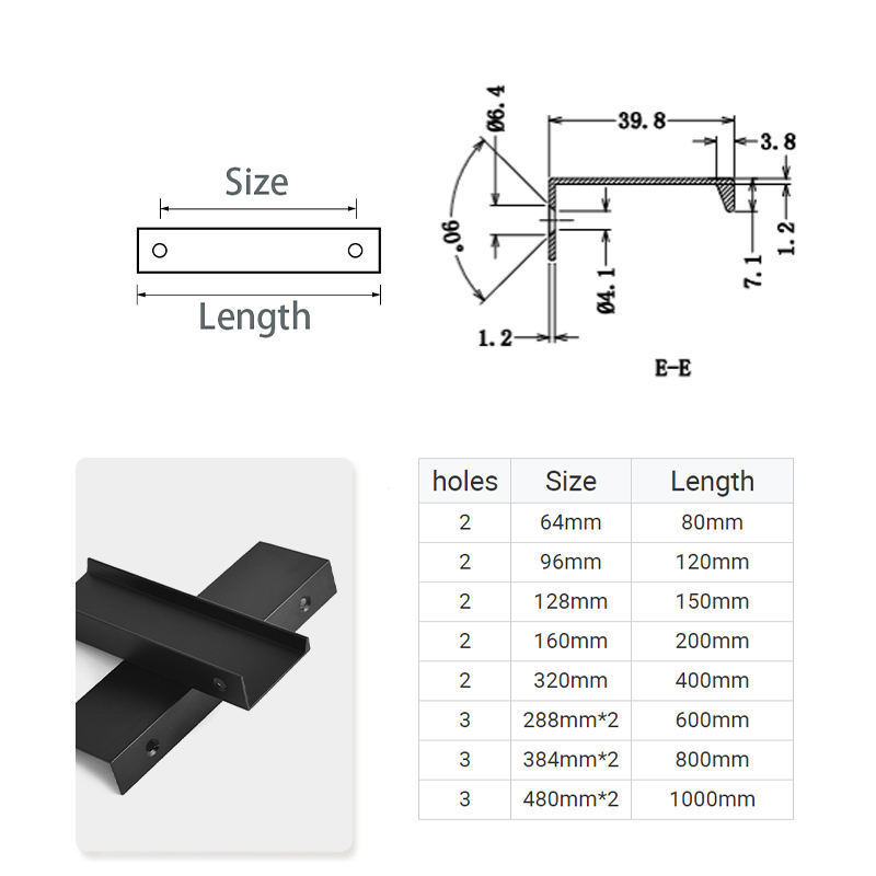 HJY Modern Gold Black Hardware Long Cabinet Pulls Drawer Knobs Cupboard Hidden Kitchen Handles