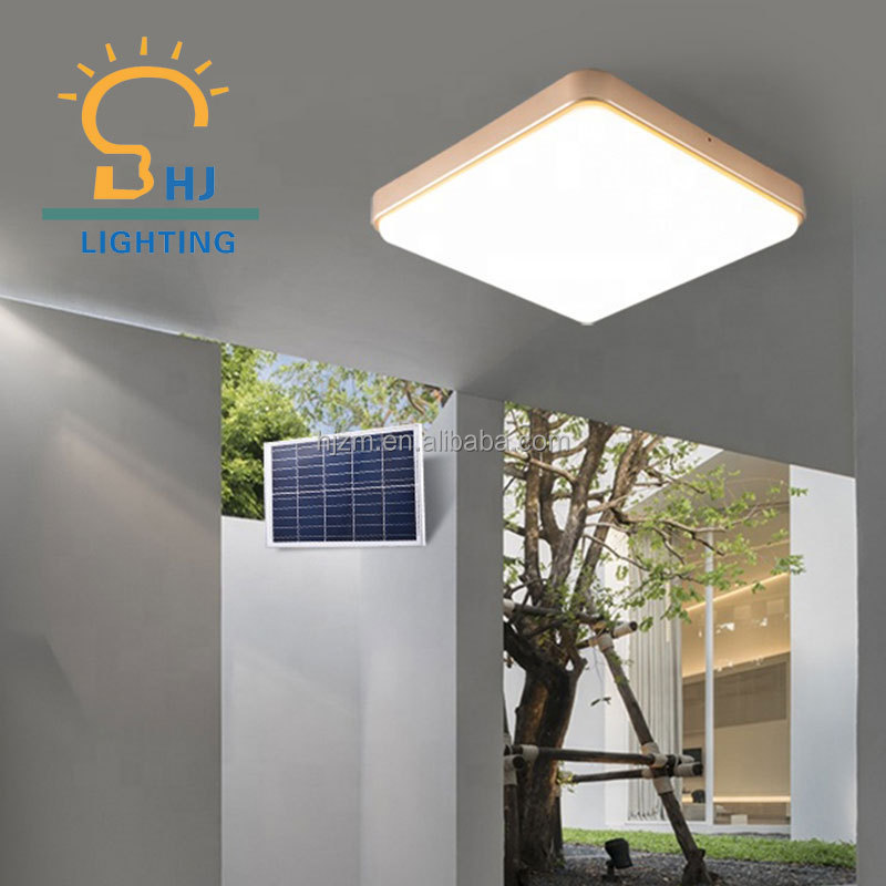 Led Solar Power Square Round Ceiling Lamp Light Light Indoor With Remote For Shed Porch Patio Garage Home Intelligent