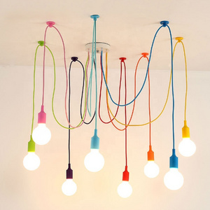 Hanging Pendant Spider Chandelier Nursery Ceiling Nordic Diy Color E27 Modern Pendant Ceiling Lamps Silicone Led