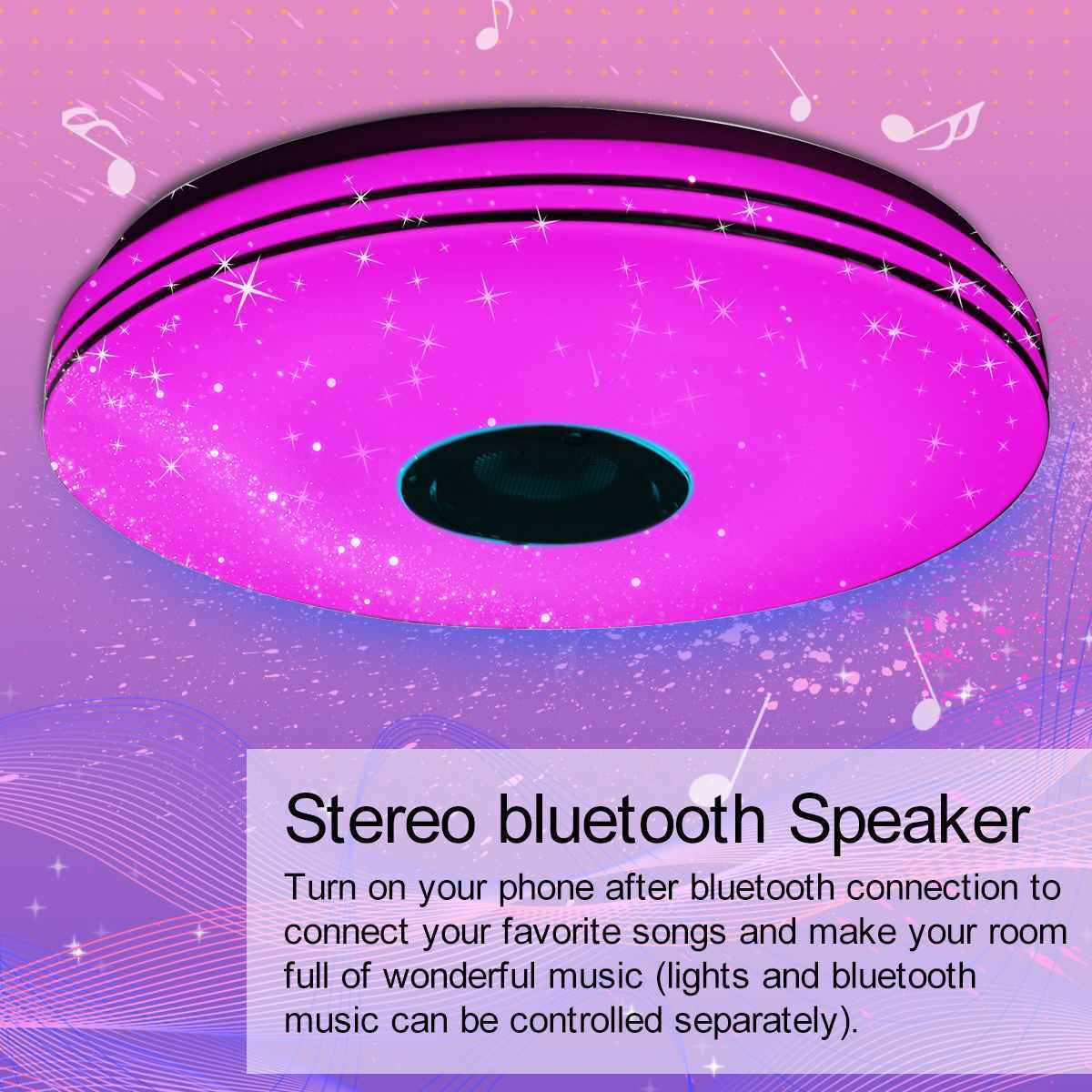 Bluetooth Ceiling Speakers Led Smart Ceiling Light Indoor Lights Lamp  Music RGB APP Remote Control  For Girls Kids Living Room