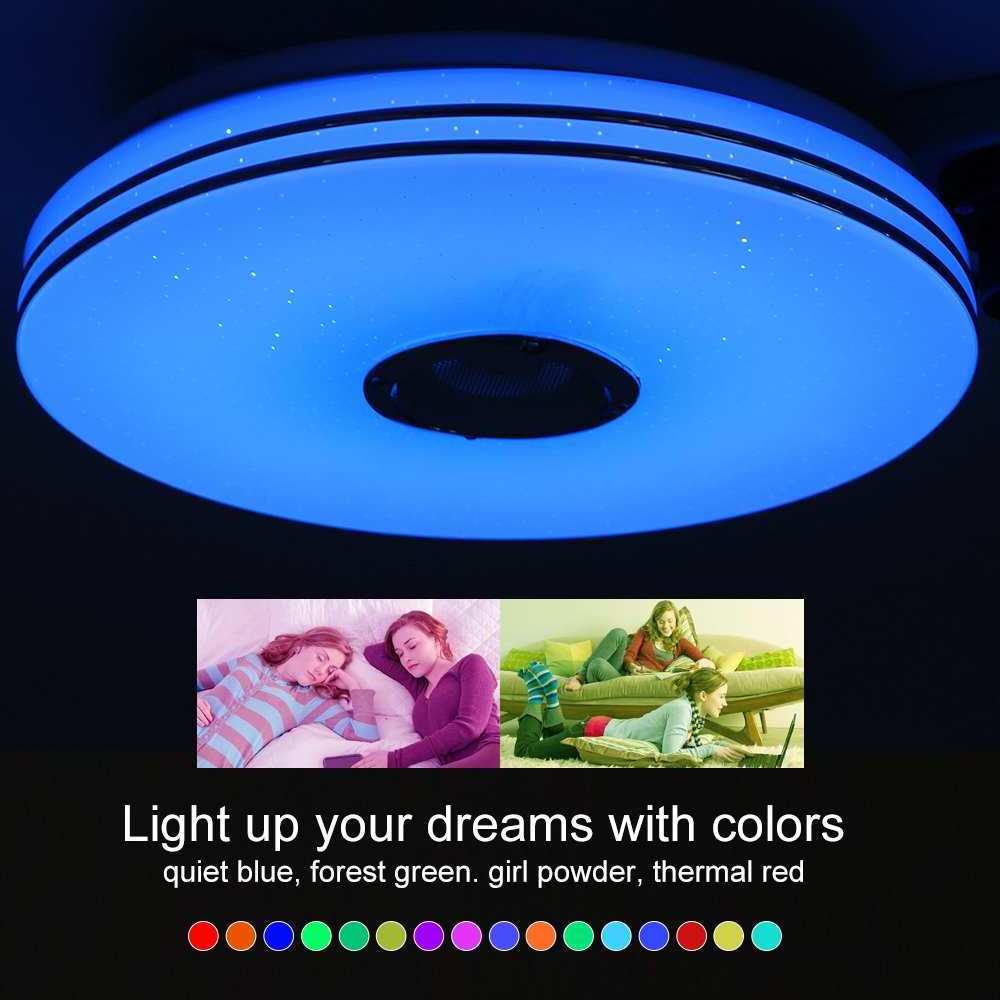 Bluetooth Ceiling Speakers Led Smart Ceiling Light Indoor Lights Lamp  Music RGB APP Remote Control  For Girls Kids Living Room