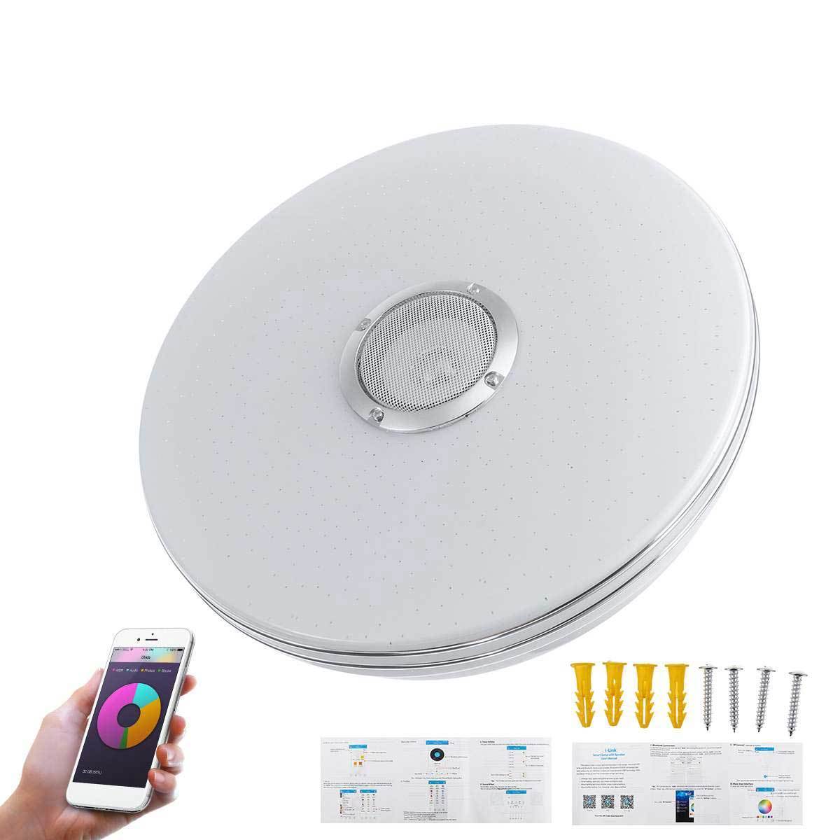 Bluetooth Ceiling Speakers Led Smart Ceiling Light Indoor Lights Lamp  Music RGB APP Remote Control  For Girls Kids Living Room