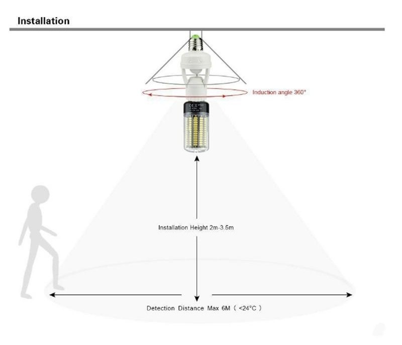 E27 Motion Sensor Light Switch 100-240V Motion Detector E27 Base Lamp Holder With Light Control Smart Switch Bulb Socket Adapter