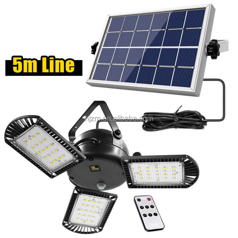 3 Leaves Indoor Solar Pendant Light With Remote Control Waterproof Ip65 Garage Shed Light For Home House