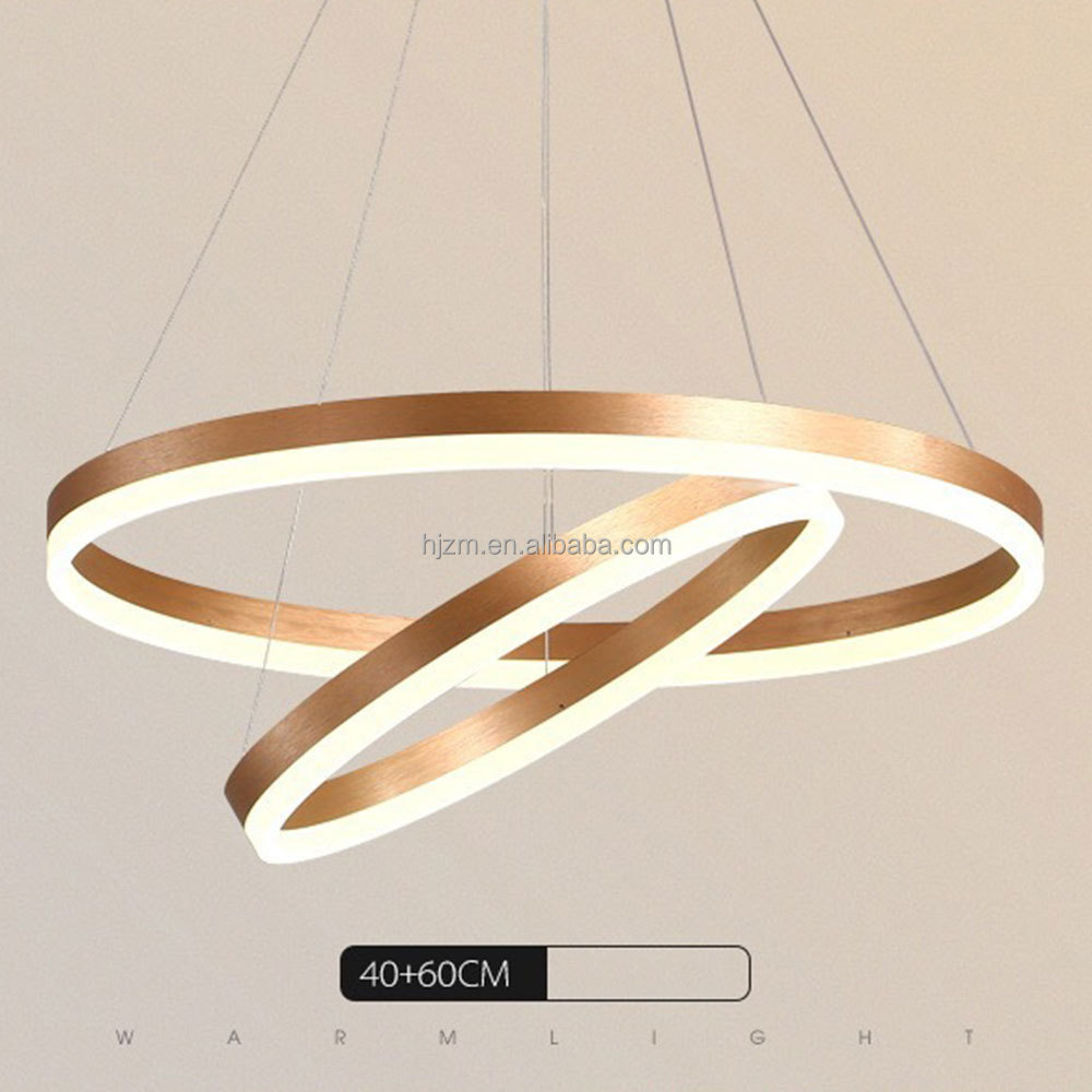 Contemporary Decorative Led Round Circle Modern Black Gold High Ceiling Pendant Chandelier Luxury Light Fixtures