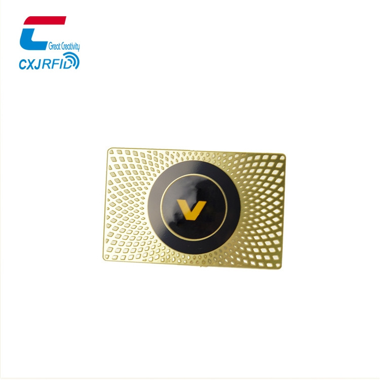 Promotional QR Code Printing Stainless Steel Metal Card with Adhesive NFC Sticker