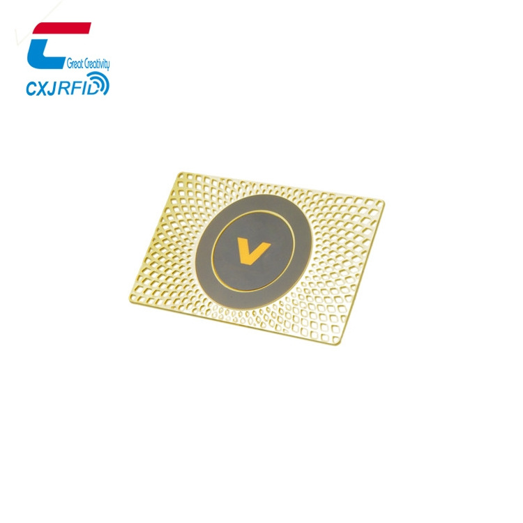 Promotional QR Code Printing Stainless Steel Metal Card with Adhesive NFC Sticker