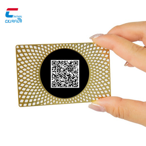 Promotional QR Code Printing Stainless Steel Metal Card with Adhesive NFC Sticker