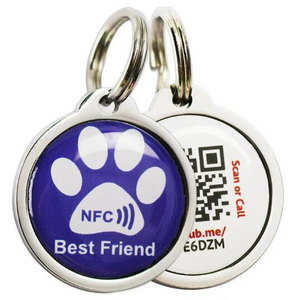 ISO14443A QR Code Round Metal Epoxy Key Chain RFID Keyfob NFC Tag for Access Control