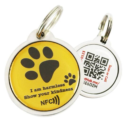 ISO14443A QR Code Round Metal Epoxy Key Chain RFID Keyfob NFC Tag for Access Control