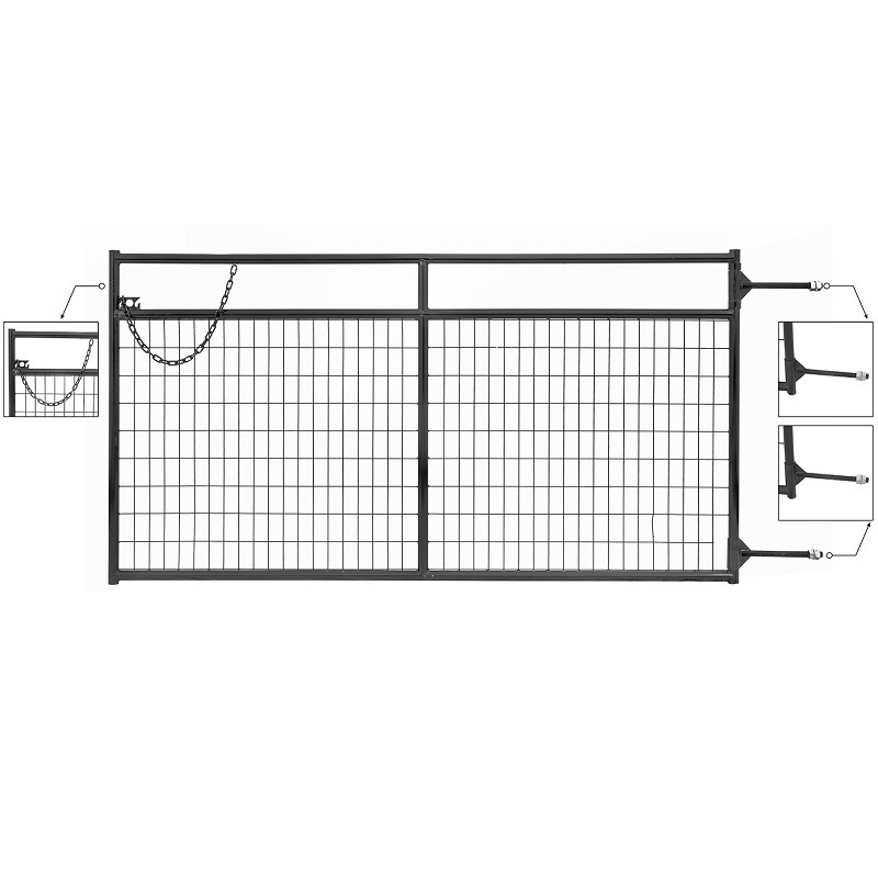 Black Powder Coated Steel Corral Panel Gates /Agriculture Livestock Equipment Farming Gate With Hinges Latches