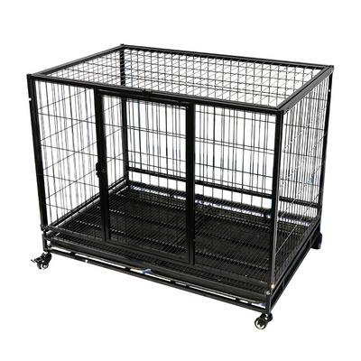 Large Breed Pet Kennel Dog Cage Stainless Steel House Large Heavy Duty Dog Cage with Wheels For Outdoor Home