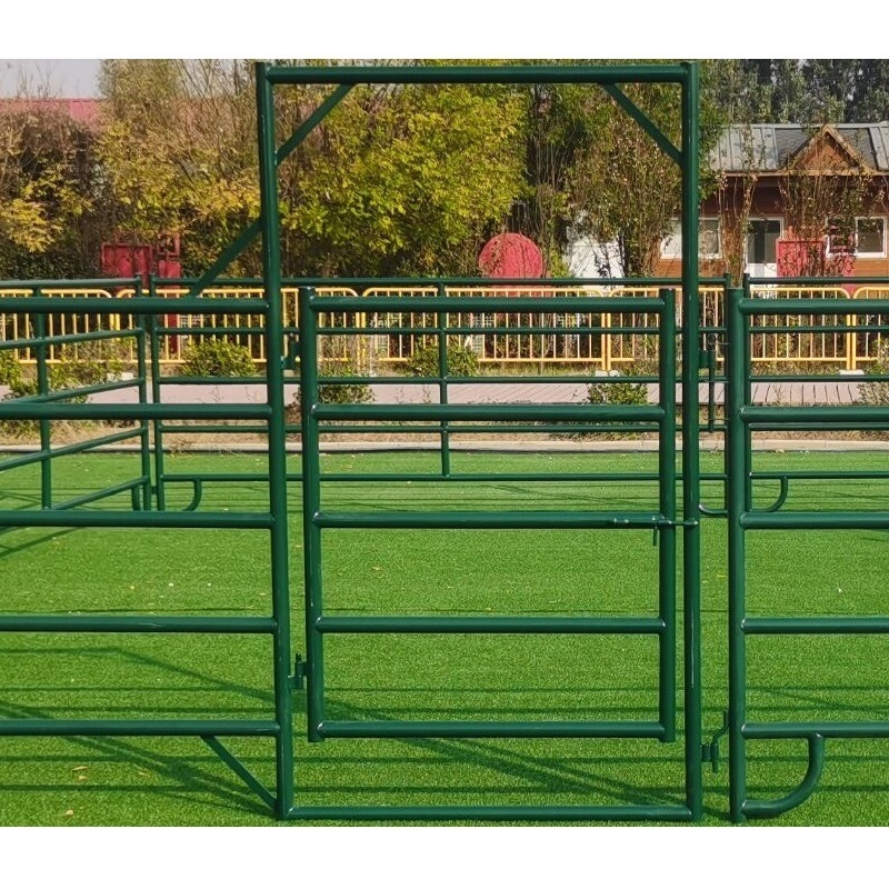 Galvanized Powder Coated Farm Yard  Metal Fence& Gate&Feeder Panel / Portable Alpaca Cattle Horse Corral On Sale