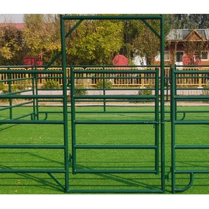 Galvanized Powder Coated Farm Yard  Metal Fence& Gate&Feeder Panel / Portable Alpaca Cattle Horse Corral On Sale