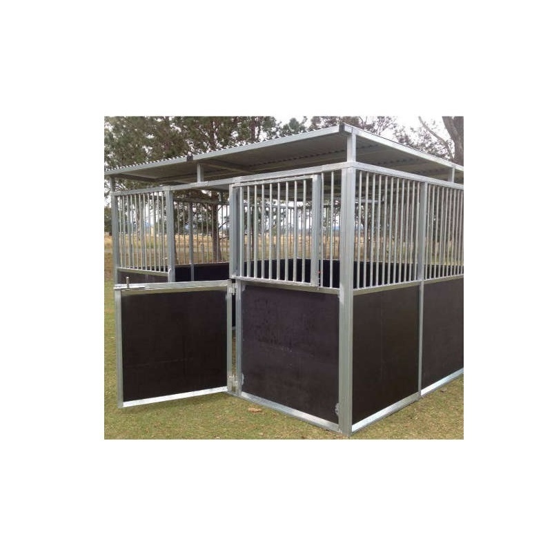 China Prefab Horse Equipment Boxes Steel Structure Horse Stall Side Partition Panel Front Doors Barn Horse Stable For Farms