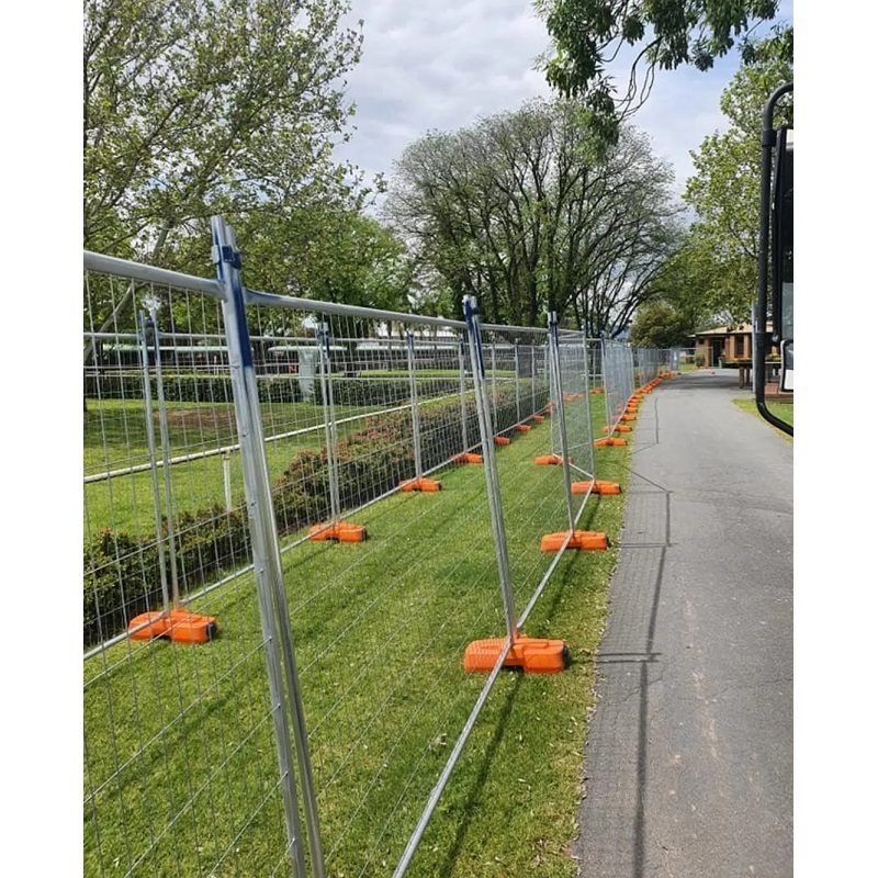 Sliver Galvanized Construction Panel Fence / Melbourne Removable Temporary Fence Panel / Orange Temp Fence Feet