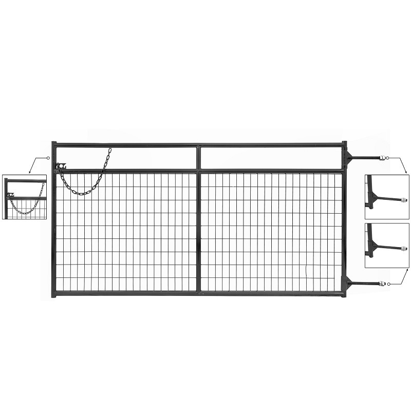 Portable Hinges Farm Gate,Sheep Goat Panel Pen,Iron Frame Yard Gate,Square Holes Mesh Waterproof Security Farm Field Gates