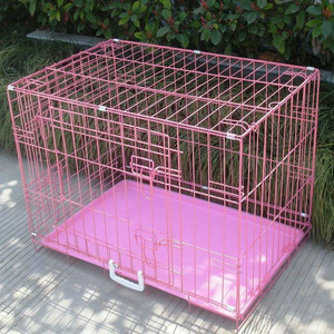 High Quality 48" Folding Powder Coated Pink Metal Wire Dog Crate