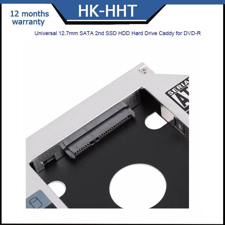 HK-HHT Universal 12.7mm SATA 2nd SSD HDD Hard Drive Caddy for DVD-R