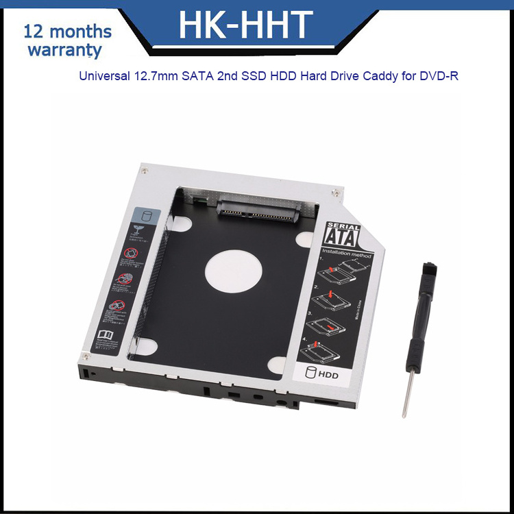 HK-HHT Universal 12.7mm SATA 2nd SSD HDD Hard Drive Caddy for DVD-R